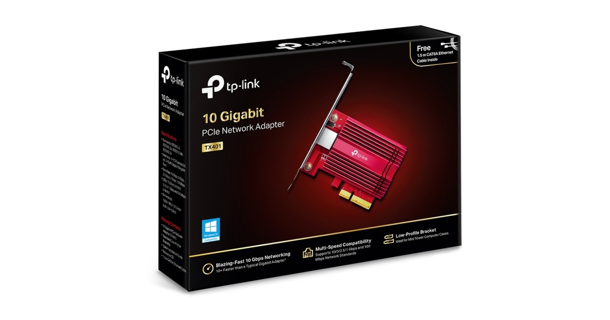 TP-Link TX401 10 Gigabit PCI Express, LAN-Adapter(rot)