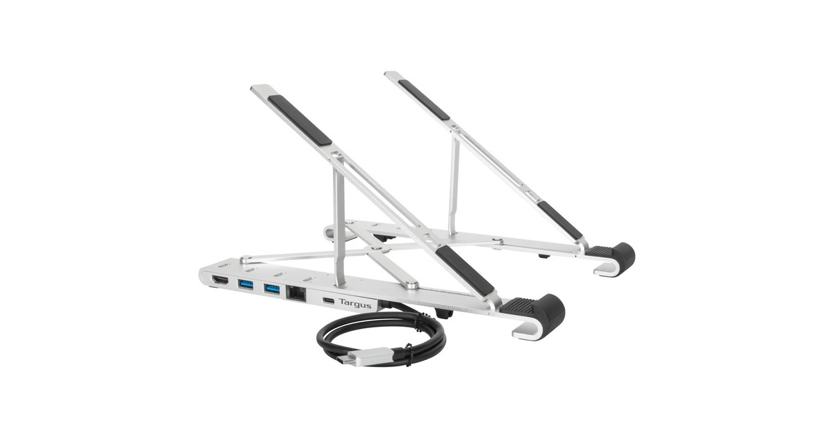 Targus Tragbarer Ständer mit Dock(silber, USB-A, USB-C, HDMI)
