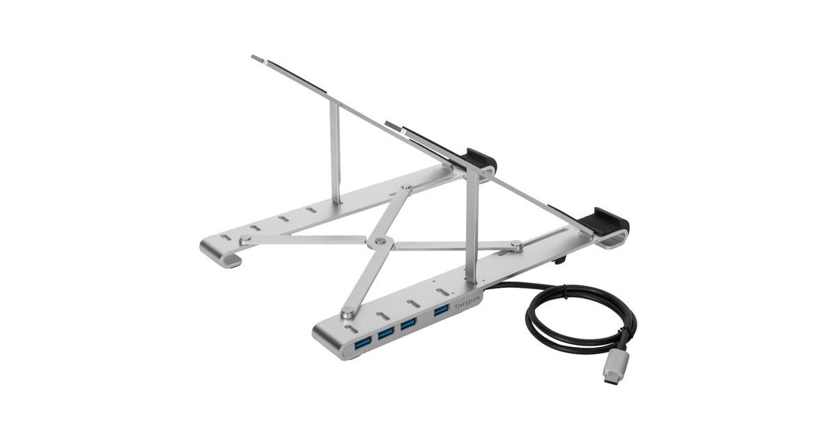 Targus Tragbarer Ständer mit integriertem USB-A-Hub(silber)