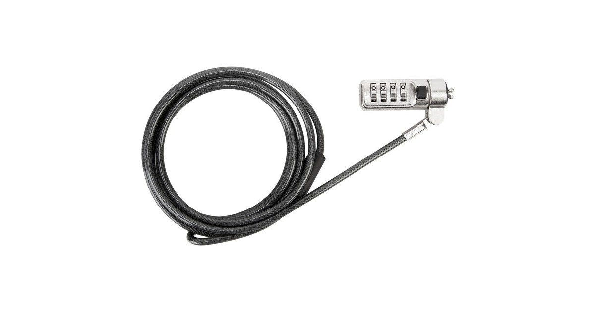 Targus Universelles 3-in-1-Kabelschloss mit Schlüssel , Diebstahlschutz(silber)