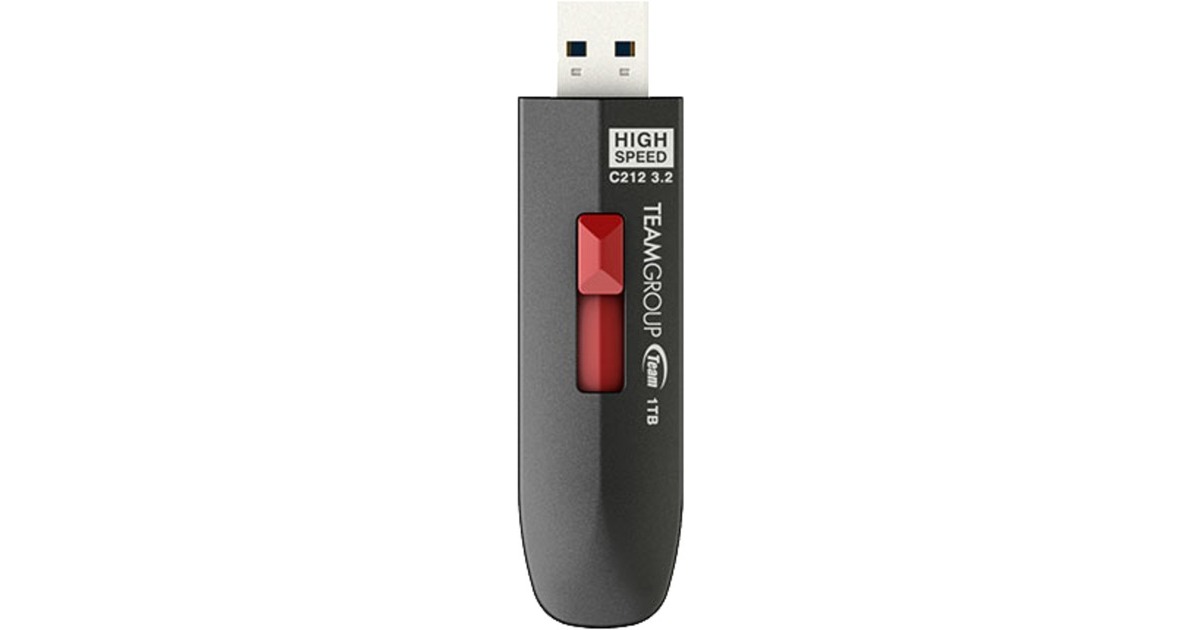 Team Group C212 1 TB, USB-Stick(schwarz/rot, USB-A 3.2 Gen 2)