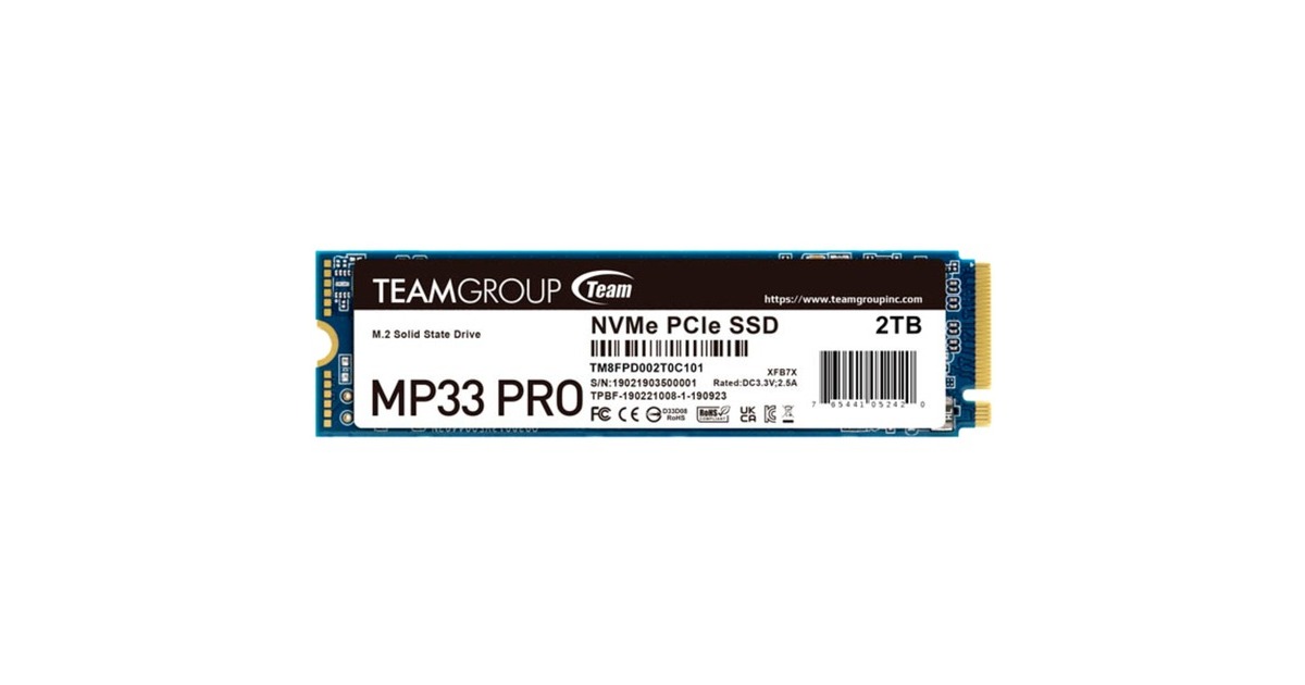 Team Group MP33 PRO 2 TB, SSD(PCIe 3.0 x4, NVMe 1.3, M.2 2280)