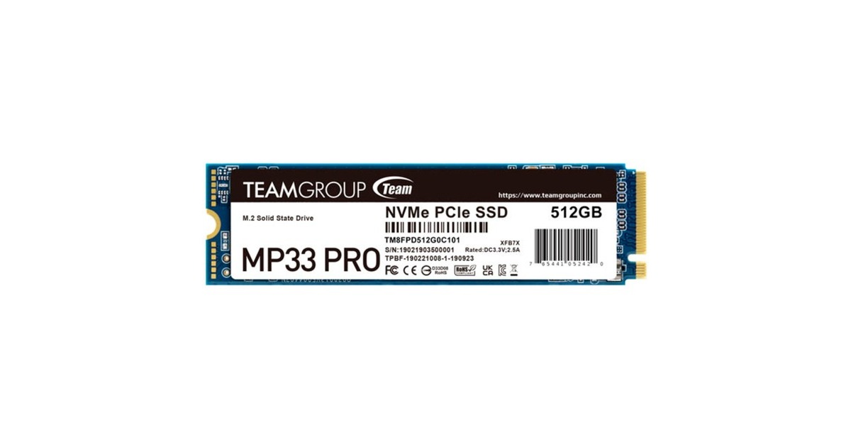 Team Group MP33 PRO 512 GB, SSD(PCIe 3.0 x4, NVMe 1.3, M.2 2280)