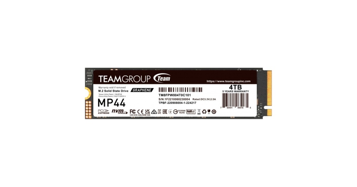 Team Group MP44 4 TB, SSD(PCIe 4.0 x4, NVMe, M.2 2280)