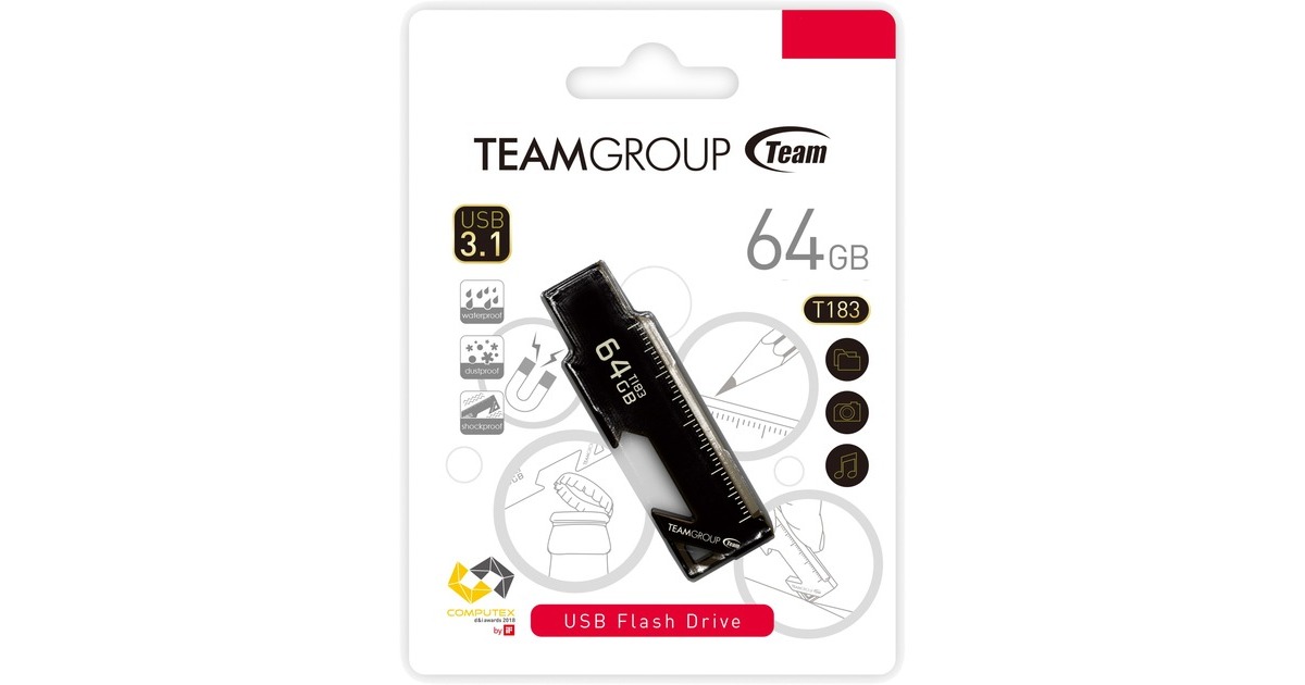Team Group T183 64 GB, USB-Stick(schwarz, USB-A 3.2 Gen 1)