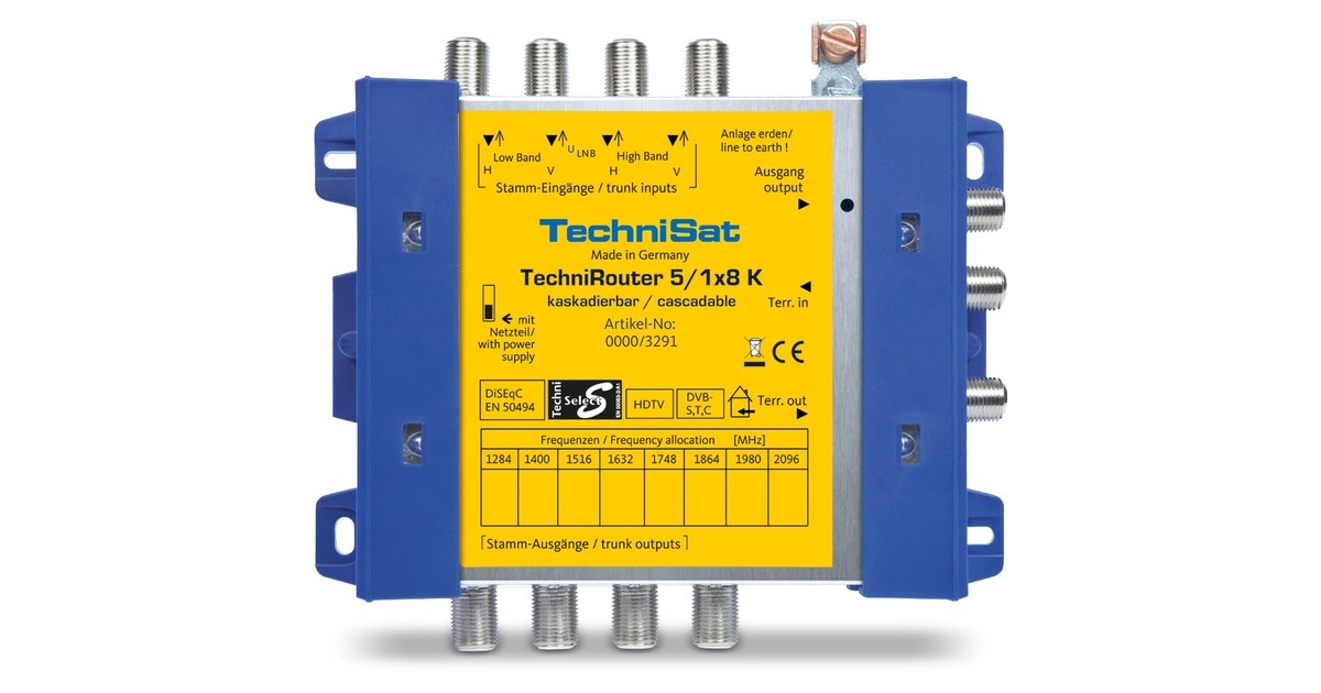 TechniSat TECHNIROUTER 5/1X8 G-R, Multischalter(gelb/blau, kaskadierbar)