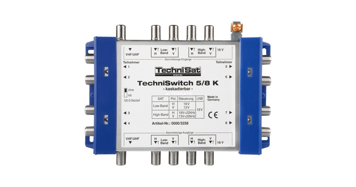 TechniSat TECHNISWITCH 5/8K, Multischalter(silber/blau, Erweiterung für TechniSwitch 5/8G)