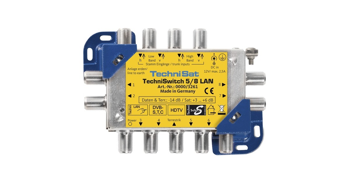 TechniSat TechniSwitch 5/8 mini LAN, Multischalter(gelb/silber)