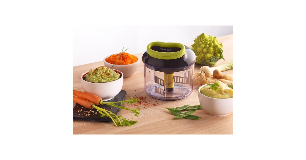 Tefal 5-Sekunden Zerkleinerer, Maxi-Kit mit 4 Klingen(schwarz/grün, manuell, 900ml)