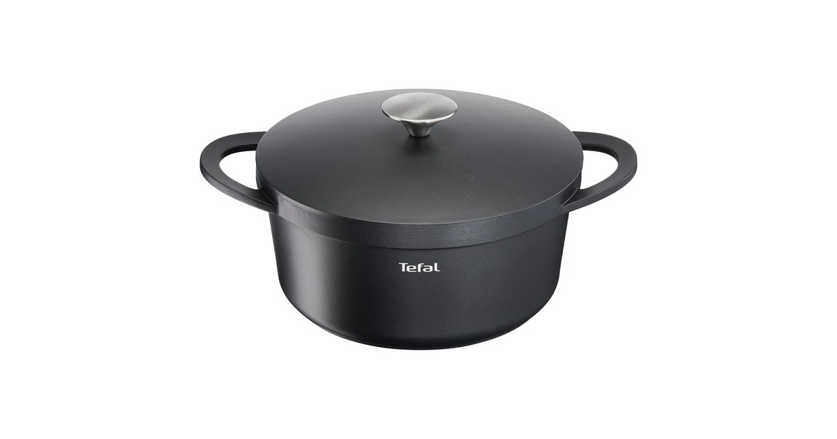 Tefal Aluguss-Schmortopf Trattoria, Ø 24cm(schwarz, mit Deckel)