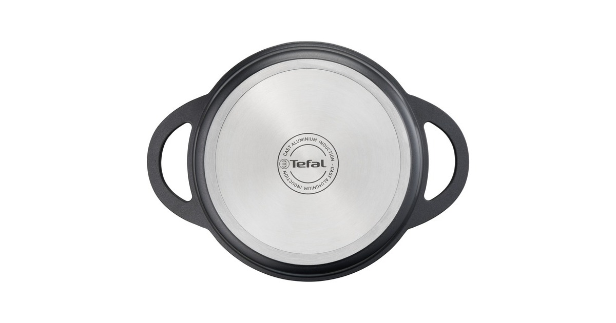 Tefal Aluguss-Schmortopf Trattoria, Ø 24cm(schwarz, mit Deckel)