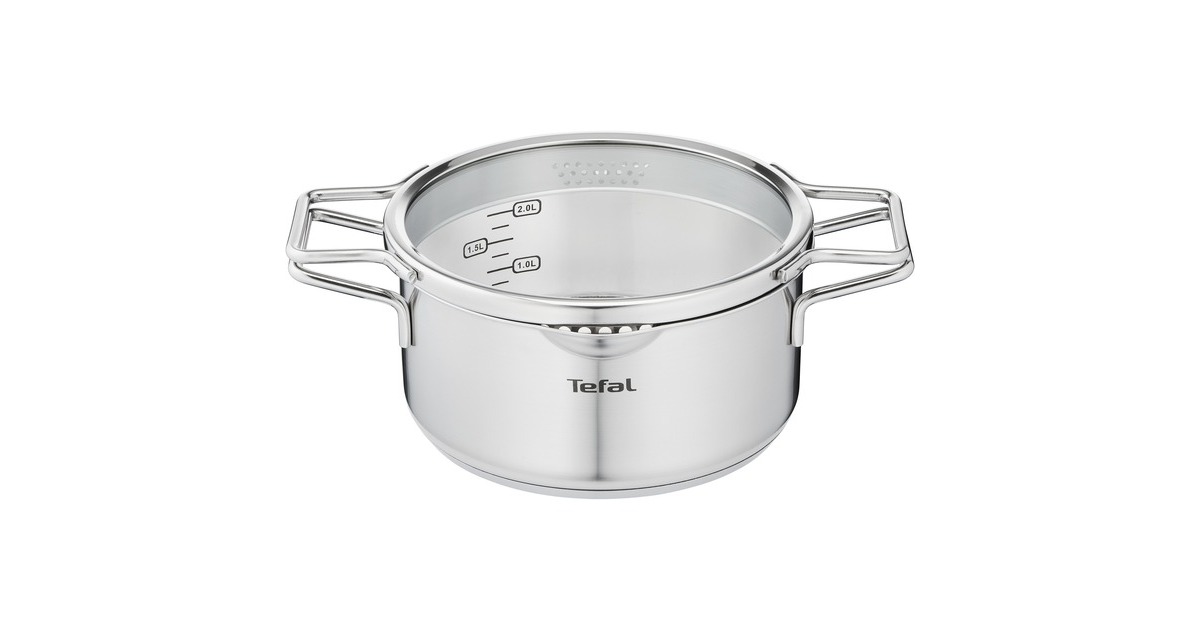 Tefal Kochtopf Nordica, Ø 20cm(edelstahl, mit Glas-Siebdeckel)