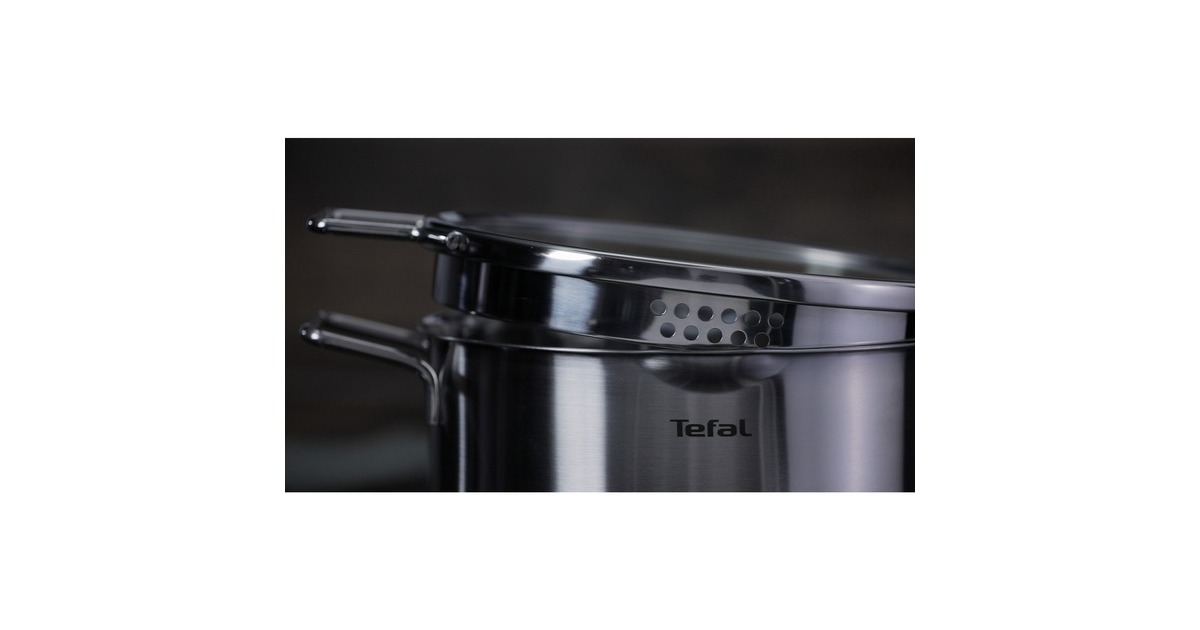 Tefal Topf-Set Nordica H852S3, Ø 16cm/20cm/24cm(edelstahl, 3-teilig, mit Glas-Siebdeckel)