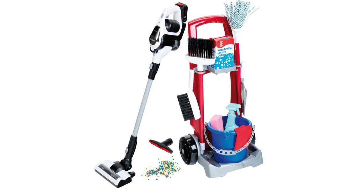 Theo Klein Bosch Staubsauger Unlimited mit Putzwagen, Kinderhaushaltsgerät