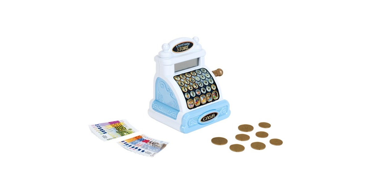 Theo Klein Elektronische Vintagekasse, Kaufladen(weiß/hellblau)