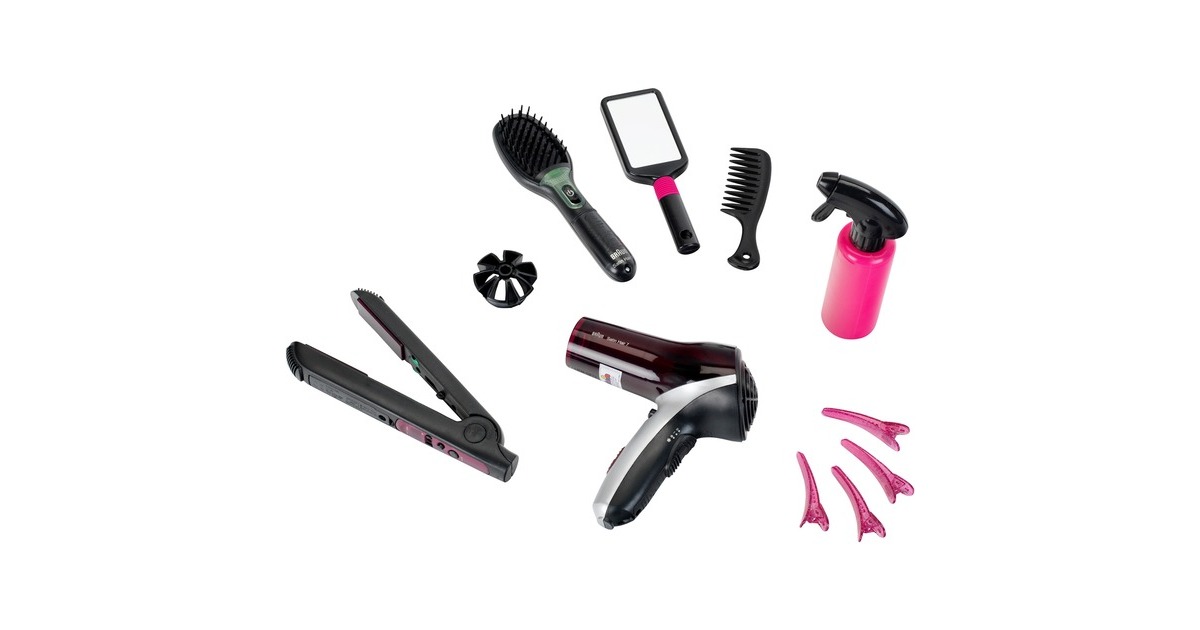 Theo Klein Megafrisierset von Braun, Kinderhaushaltsgerät(schwarz/pink)