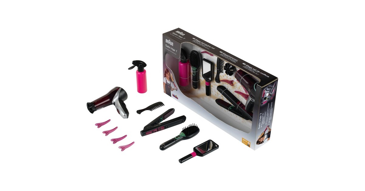 Theo Klein Megafrisierset von Braun, Kinderhaushaltsgerät(schwarz/pink)