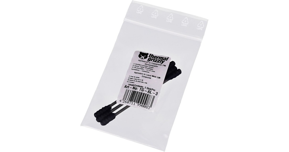 Thermal Grizzly Applikatoren TG-AL-3 für Flüssigmetall-Wärmeleitpaste, 3 Stück, Spachtel(schwarz)