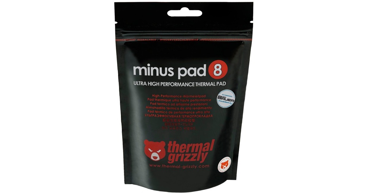 Thermal Grizzly Minus Pad 8 - 100x 100x 1,5 mm, Wärmeleitpads(braun)