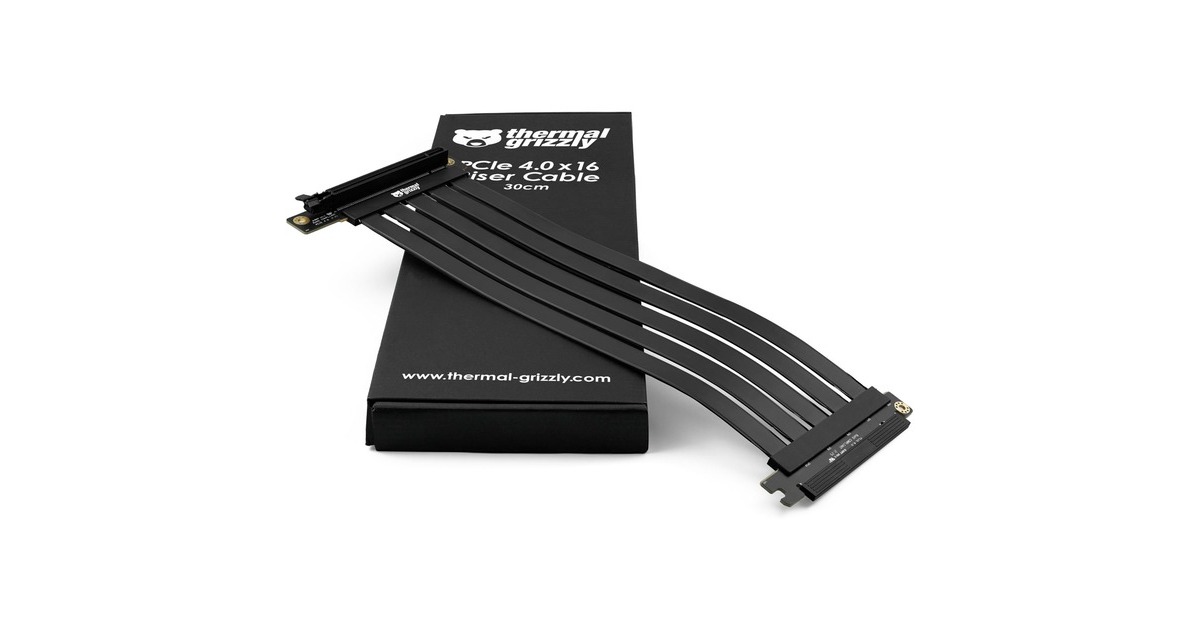 Thermal Grizzly Riser Cable PCIe 4.0x16, Verlängerungskabel(schwarz, 30cm)