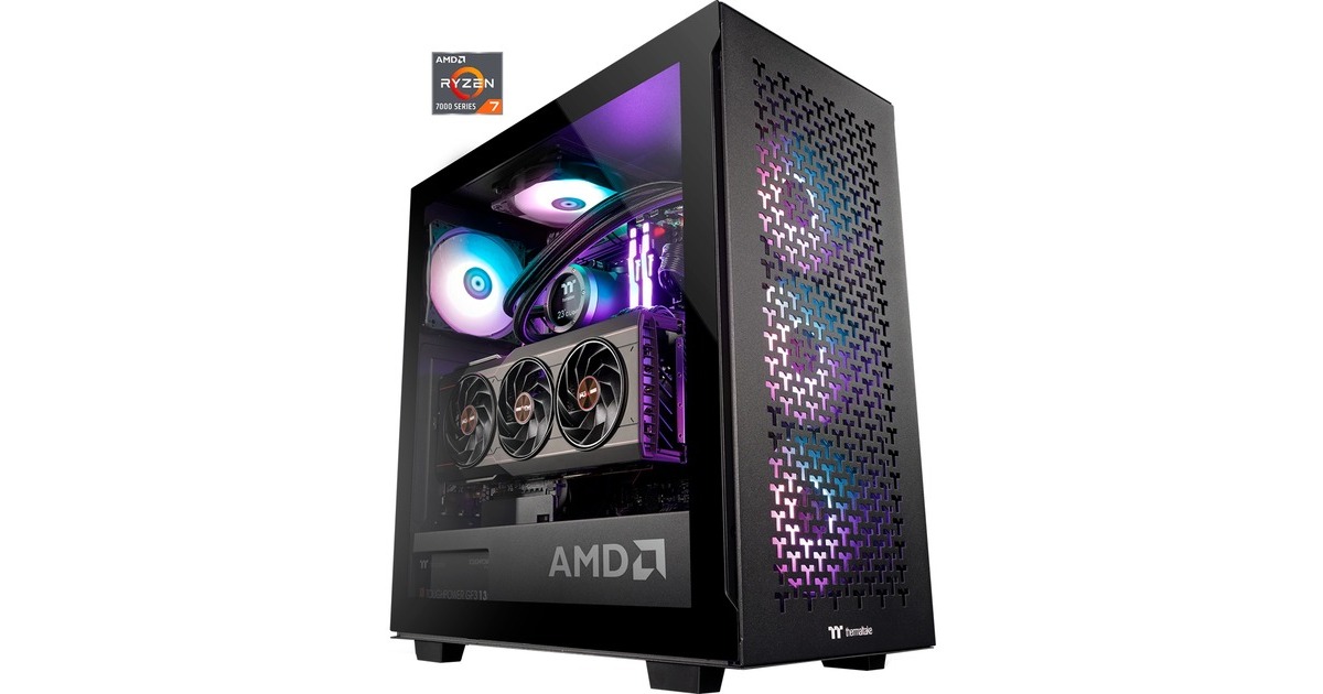Thermaltake AMD Elite Edition, Gaming-PC(schwarz/transparent, Windows 11 Home 64-Bit)