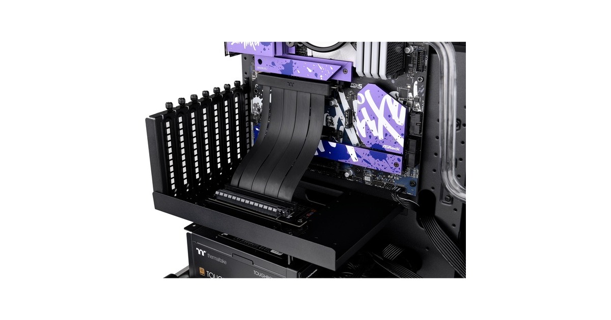 Thermaltake PCI-E 4.0 Dual 90° Riser Cable, Kabel(schwarz, 13cm)