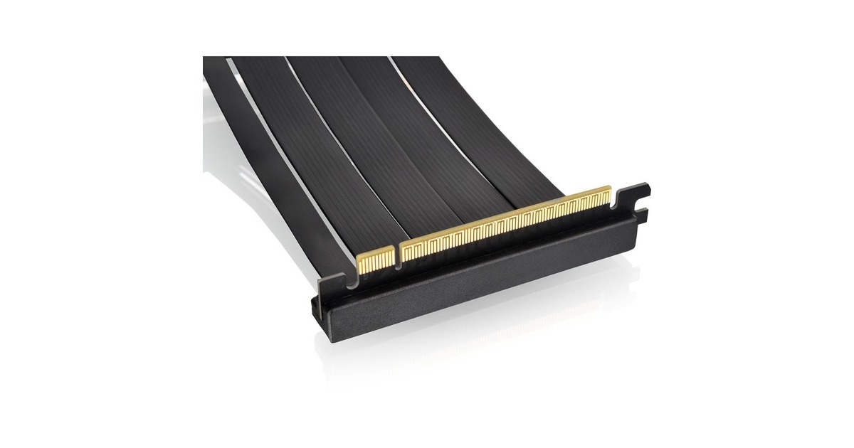 Thermaltake PCI-E 4.0 Dual 90° Riser Cable, Kabel(schwarz, 13cm)