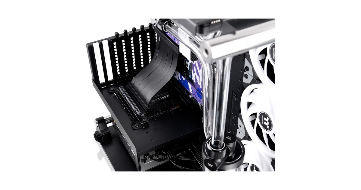 Thermaltake PCI-E 4.0 Dual 90° Riser Cable, Kabel(schwarz, 13cm)