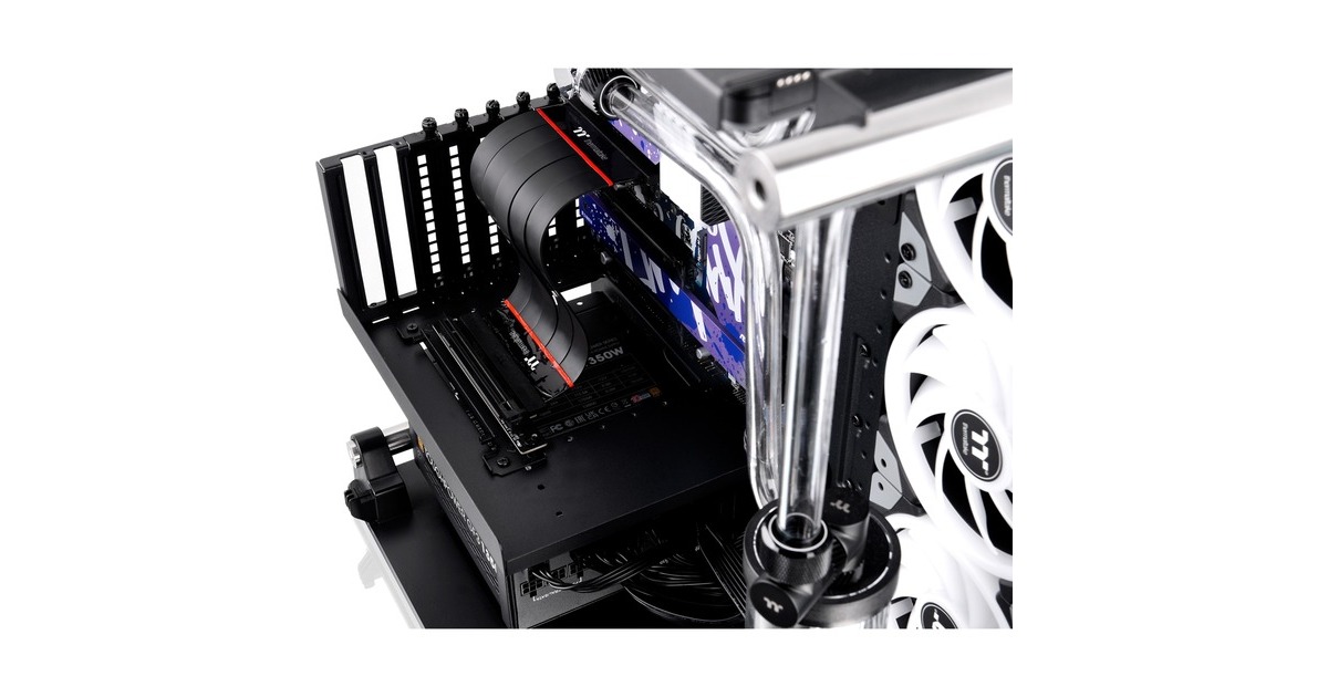 Thermaltake PCI-E 4.0 Dual 90° Riser Cable, Kabel(schwarz, 13cm)