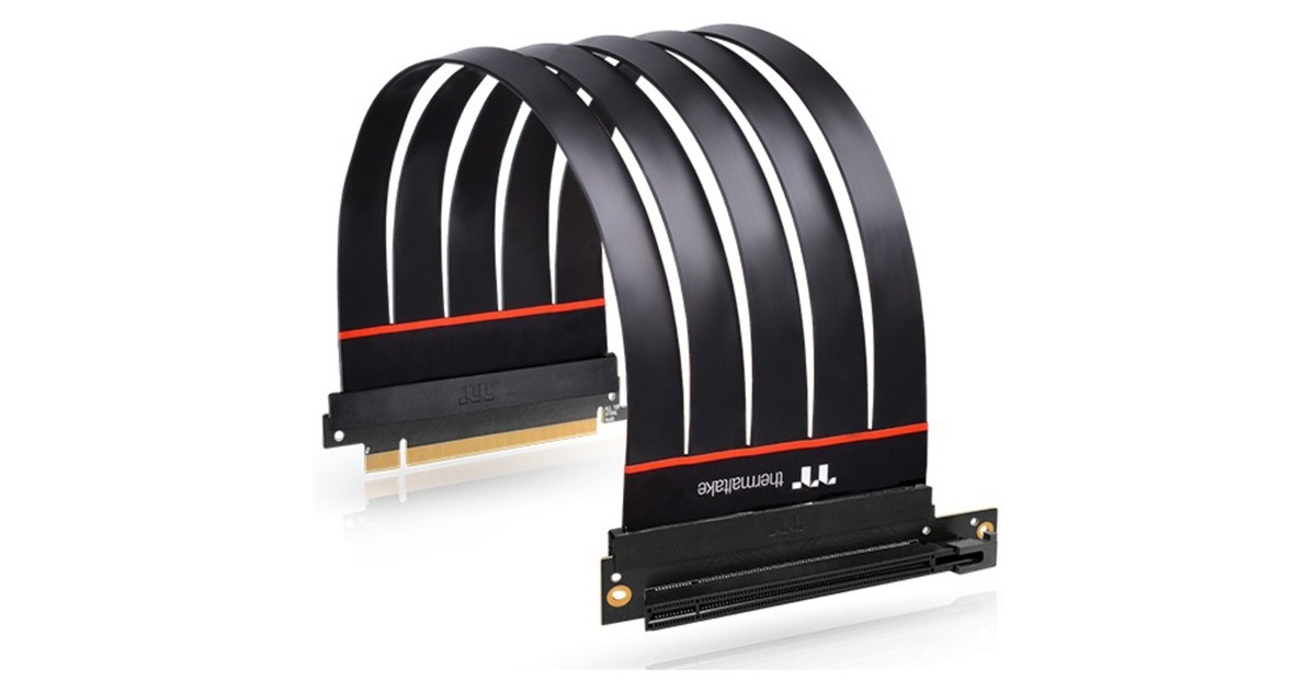 Thermaltake PCIe 90° Extender Kabel 4.0 16x 30cm, Verlängerungskabel(schwarz, abgewinkelt)