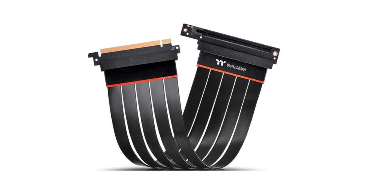 Thermaltake PCIe 90° Extender Kabel 4.0 16x 30cm, Verlängerungskabel(schwarz, abgewinkelt)