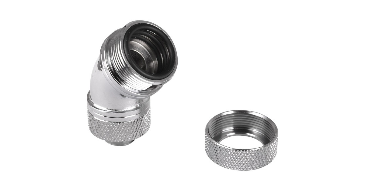 Thermaltake Pacific G1/4 PETG 45-Degree Compression 16mm OD, Adapter(silber, CL-W096-CA00SL-A)