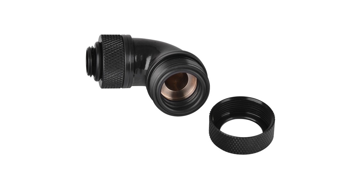 Thermaltake Pacific G1/4 PETG Tube 90-Degree Compression 16mm, Anschlüsse(schwarz, CL-W097-CA00BL-A)