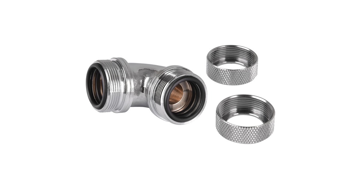 Thermaltake Pacific G1/4 PETG Tube 90-Degree Dual Compression, Befestigung/Montage(chrom, 16mm OD)
