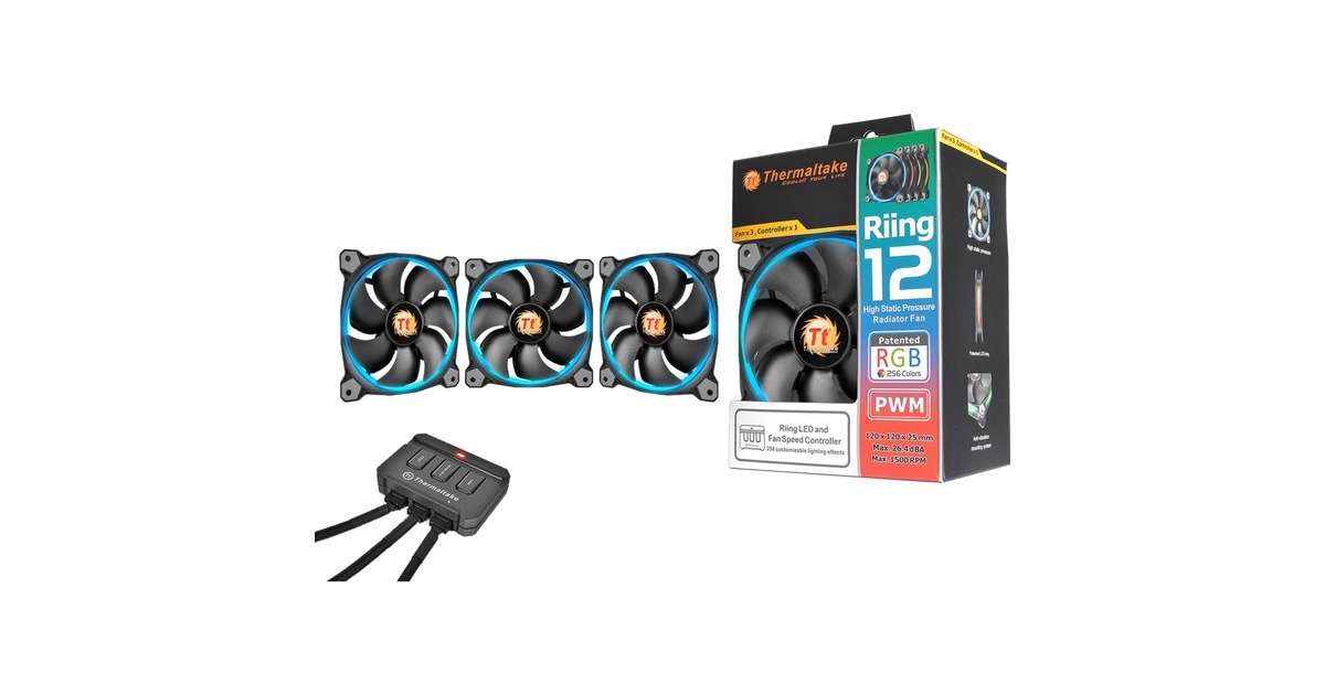 Thermaltake Riing 12 LED RGB, Gehäuselüfter(3er Set)