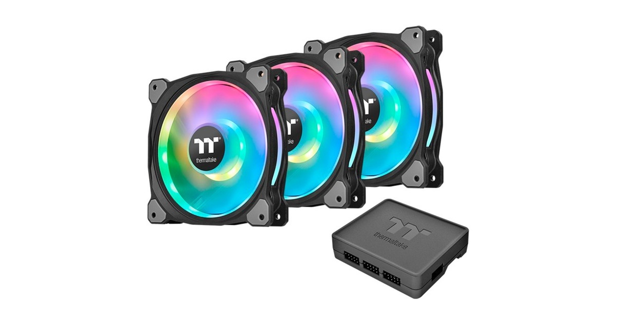 Thermaltake Riing Duo 12 RGB Radiator Fan 3 Pack, Gehäuselüfter(schwarz, 3er Set, 1x Controller)