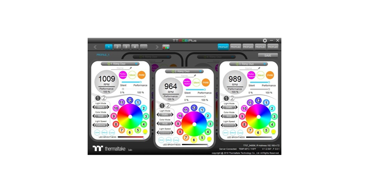 Thermaltake Riing Duo 12 RGB Radiator Fan 3 Pack, Gehäuselüfter(schwarz, 3er Set, 1x Controller)