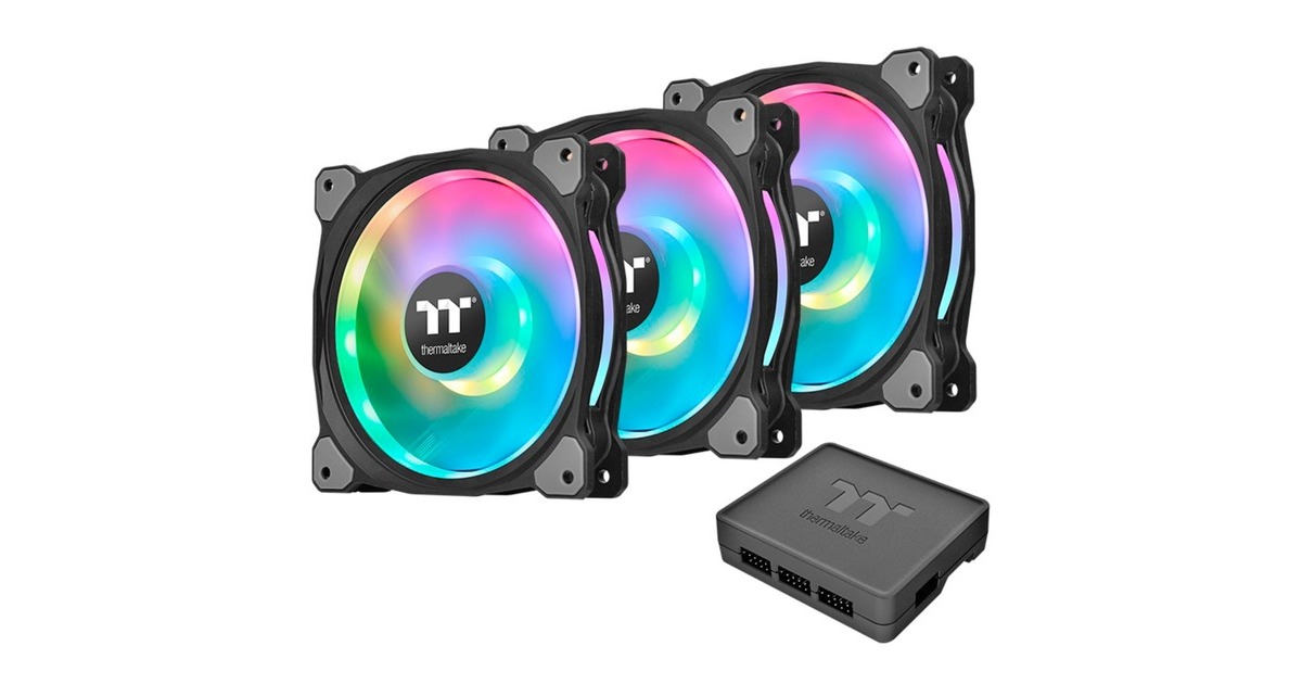 Thermaltake Riing Duo 14 RGB Radiator Fan 3 Pack, Gehäuselüfter(schwarz, 3er Set, 1x Controller)