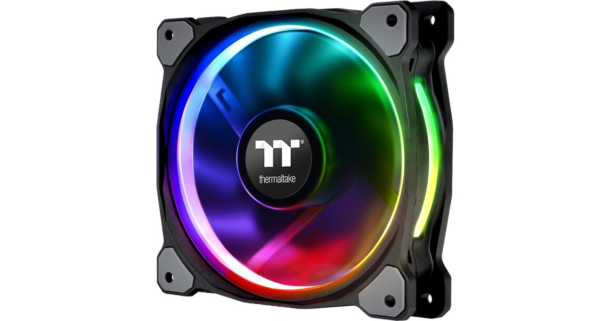 Thermaltake Riing Plus 14 LED RGB Radiator Fan TT Premium, Gehäuselüfter(schwarz, 3er Set, 1x Controller)