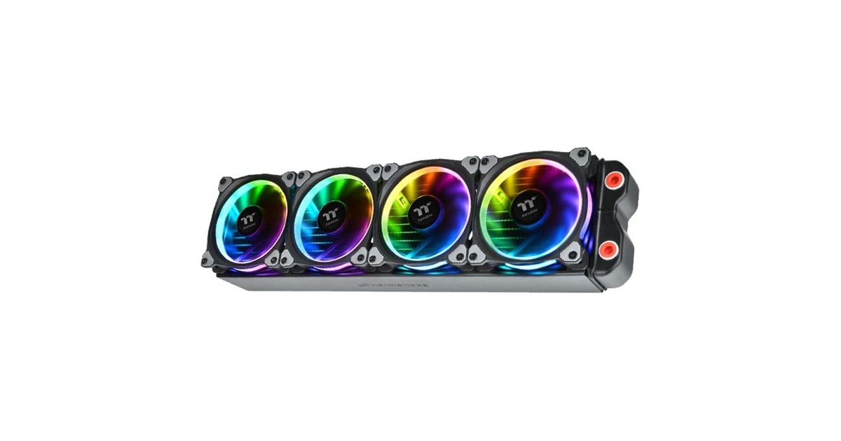 Thermaltake Riing Plus 14 LED RGB Radiator Fan TT Premium, Gehäuselüfter(schwarz, 3er Set, 1x Controller)