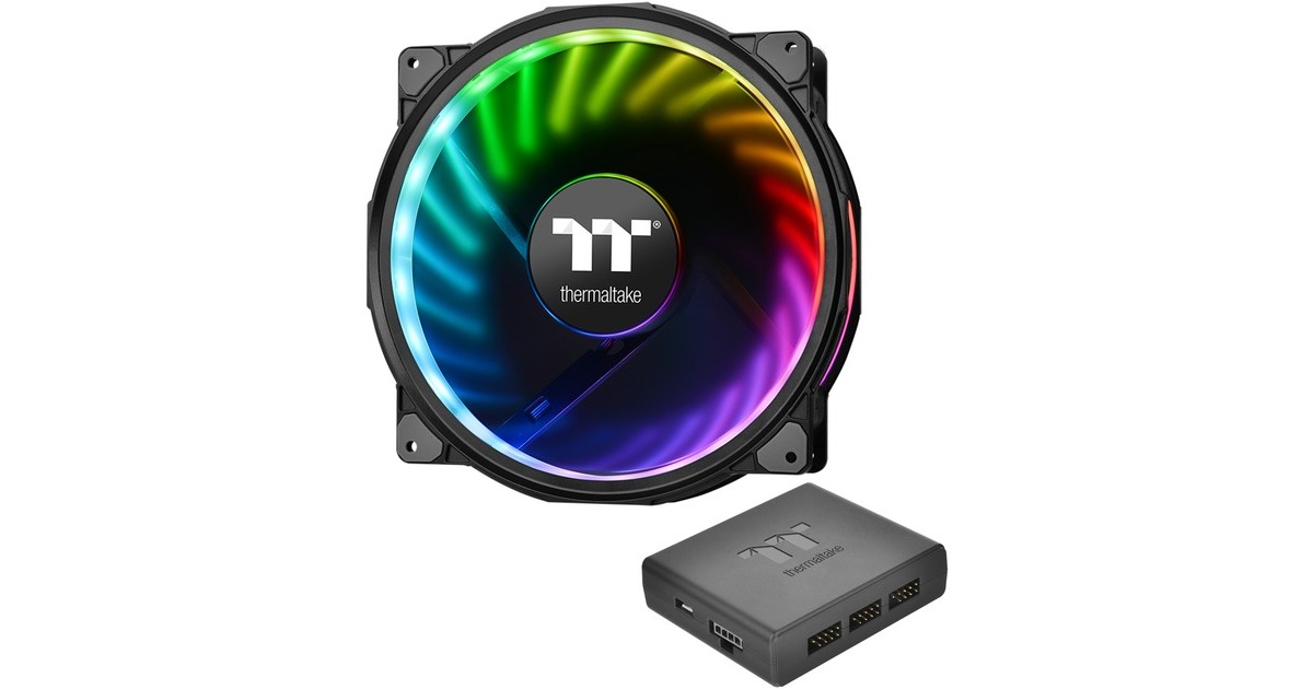 Thermaltake Riing Plus 20 LED RGB Case Fan TT Premium Edition 200x200x30, Gehäuselüfter(schwarz, inkl. Controller)
