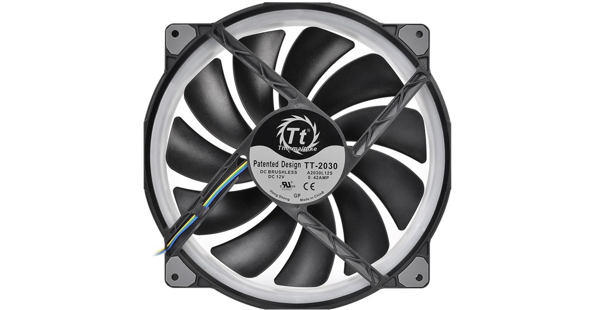 Thermaltake Riing Plus 20 LED RGB Case Fan TT Premium Edition 200x200x30, Gehäuselüfter(schwarz, inkl. Controller)