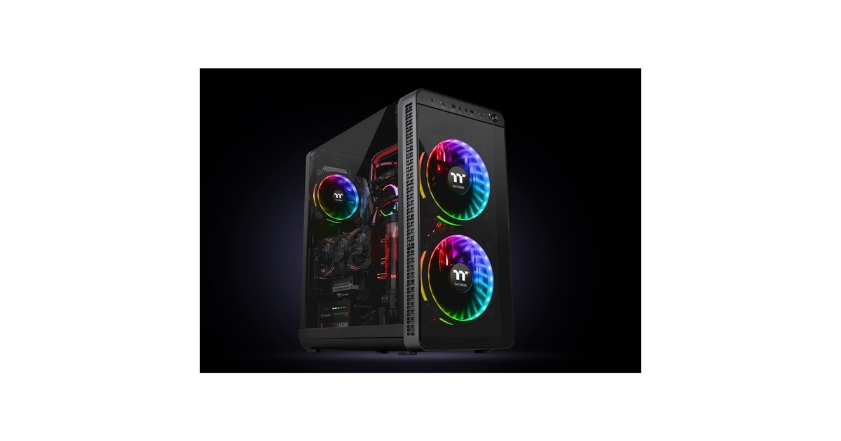 Thermaltake Riing Plus 20 LED RGB Case Fan TT Premium Edition 200x200x30, Gehäuselüfter(schwarz, inkl. Controller)