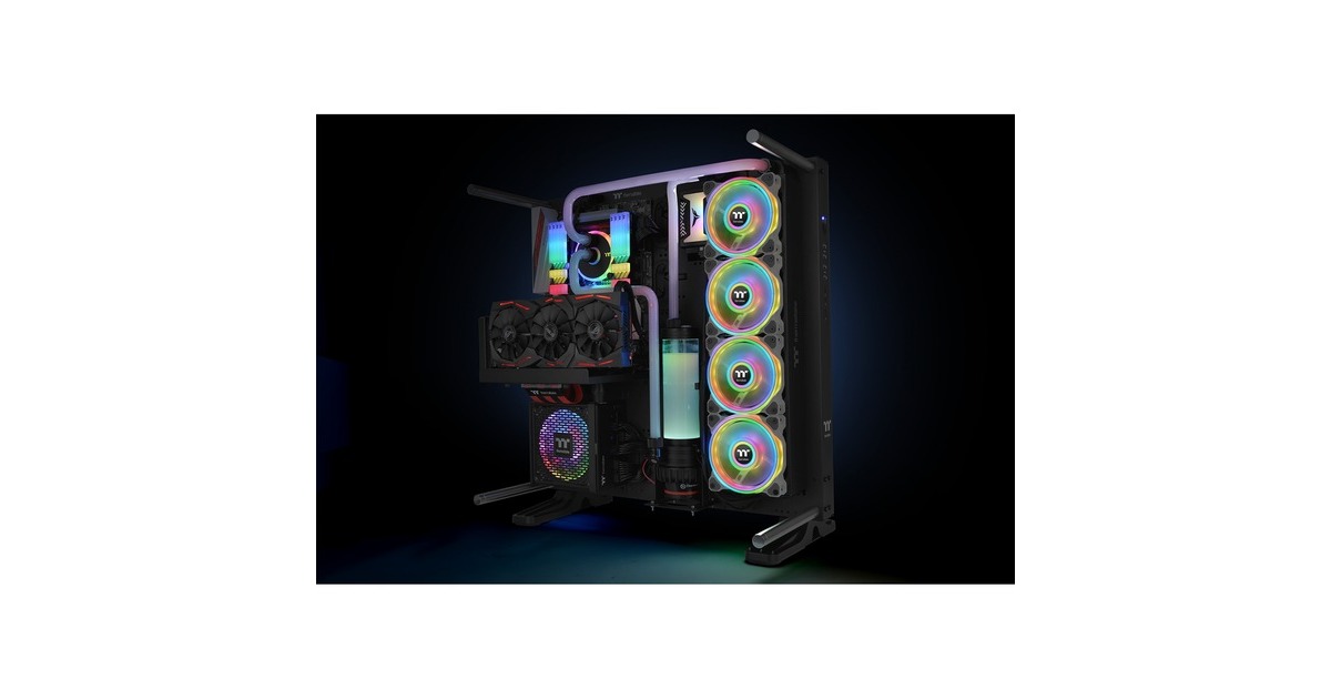 Thermaltake Riing Quad 12 RGB Radiator Fan TT Premium Edition 3 Pack, Gehäuselüfter(weiß, 3er Set, 1x Controller)
