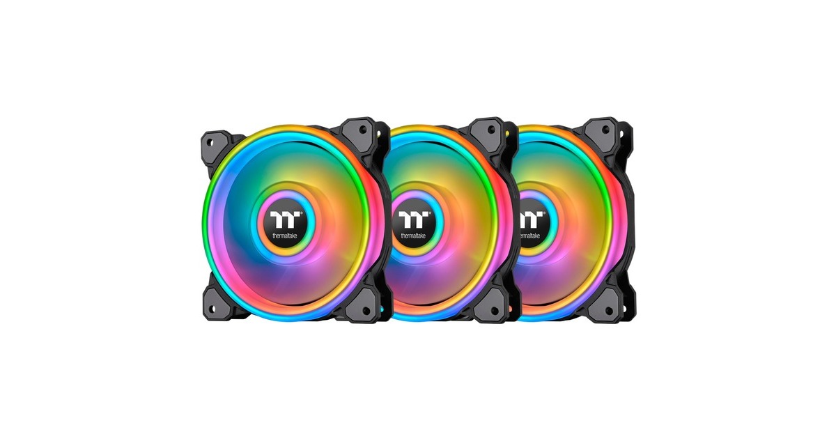 Thermaltake Riing Quad 14 RGB Radiator Fan TT Premium Edition 3 Pack, Gehäuselüfter(schwarz, 3er Set, 1x Controller)
