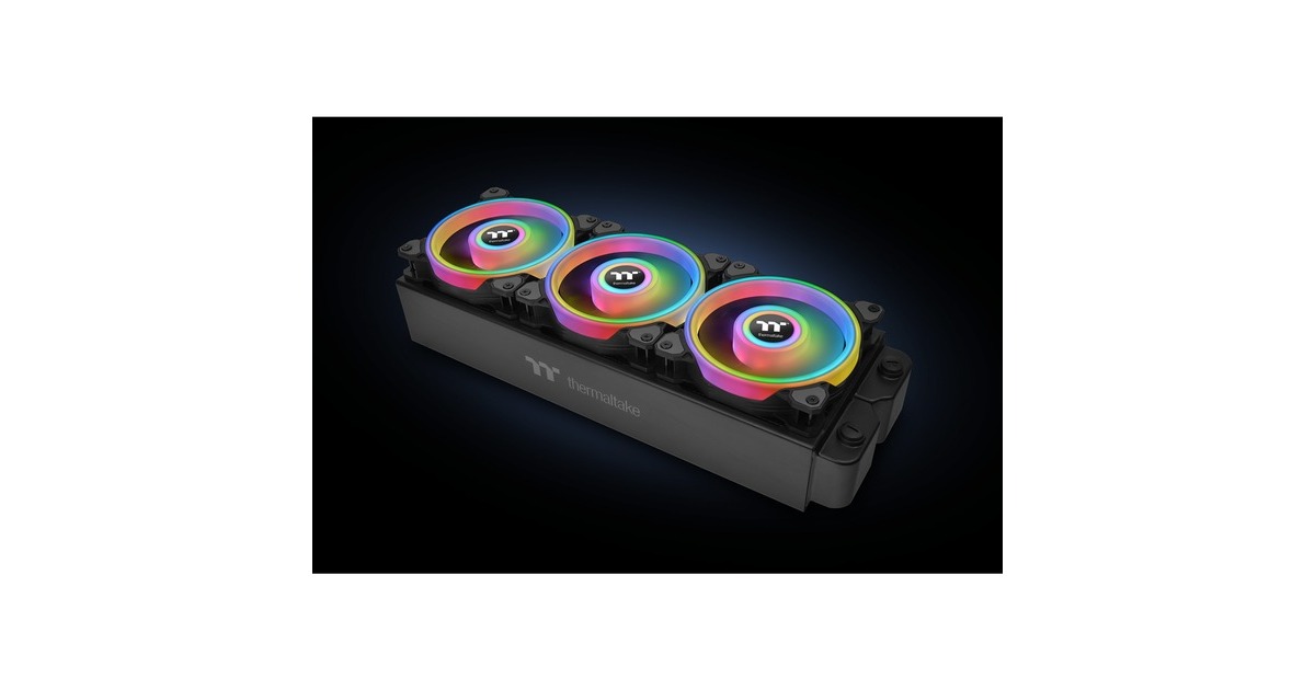 Thermaltake Riing Quad 14 RGB Radiator Fan TT Premium Edition 3 Pack, Gehäuselüfter(schwarz, 3er Set, 1x Controller)