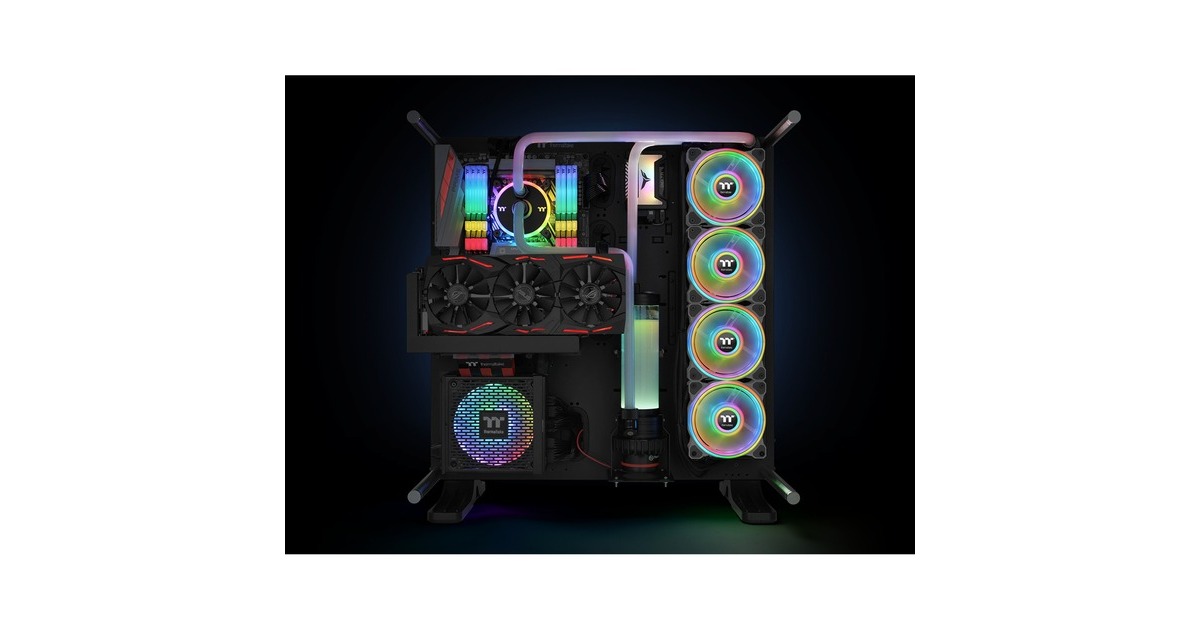 Thermaltake Riing Quad 14 RGB Radiator Fan TT Premium Edition 3 Pack, Gehäuselüfter(weiß, 3er Set, 1x Controller)
