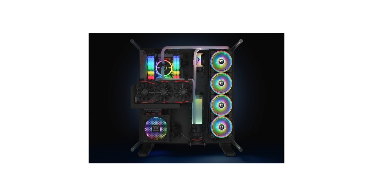 Thermaltake Riing Quad 14 RGB Radiator Fan TT Premium Edition Single Fan Pack, Gehäuselüfter(schwarz, Single Pack, ohne Controller)