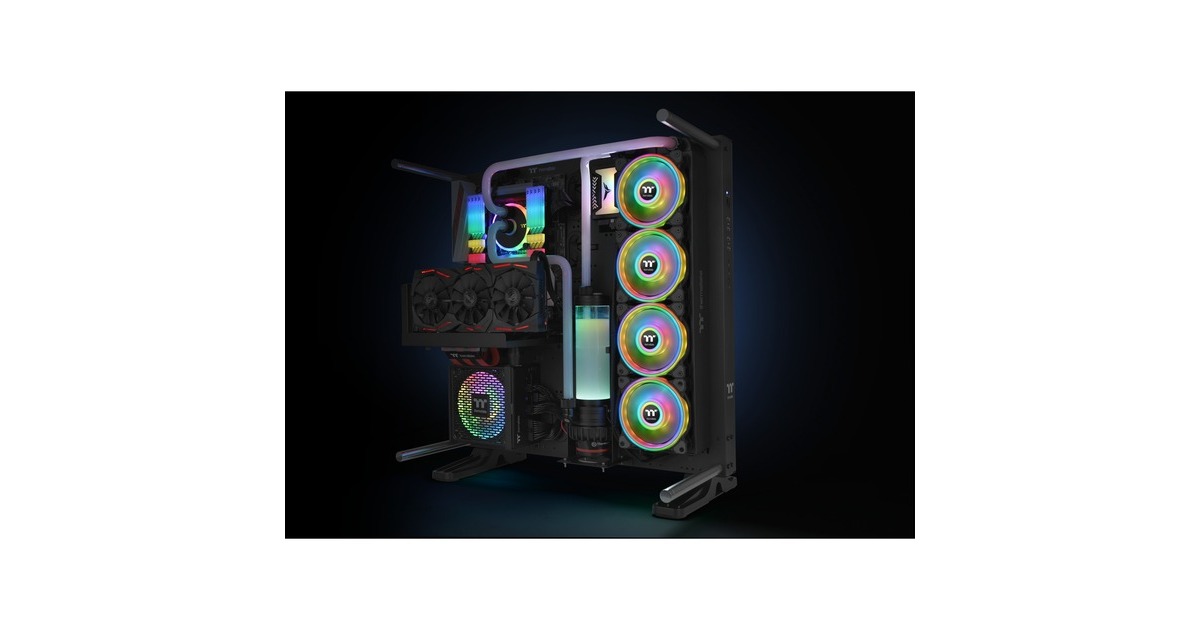Thermaltake Riing Quad 14 RGB Radiator Fan TT Premium Edition Single Fan Pack, Gehäuselüfter(schwarz, Single Pack, ohne Controller)