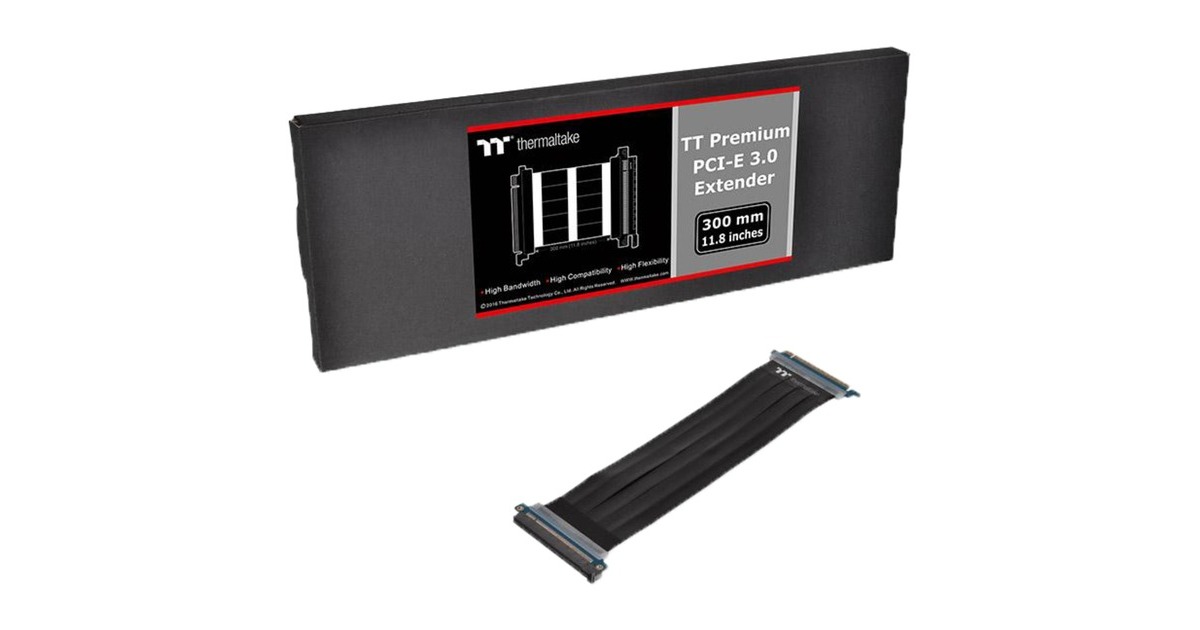 Thermaltake Riser Card PCIe Extender Kabel 30cm, Verlängerungskabel(schwarz)